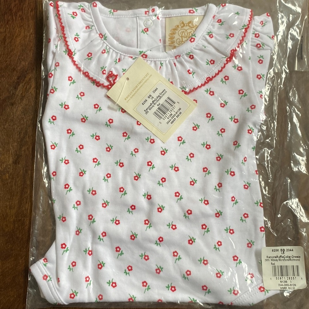 TBBC Beaufort ramona ruffle collar microfloral Richmond red 6-12 6-9 9-12